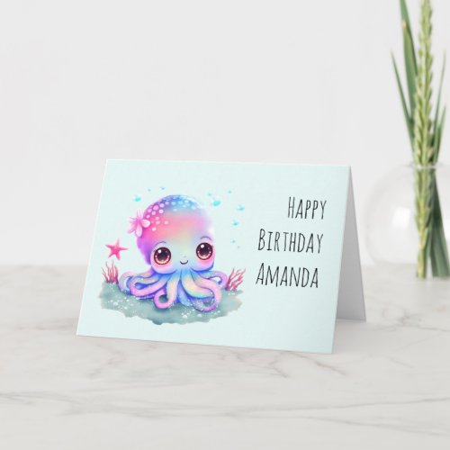 Cute Octopus Sea Creature Birthday Card