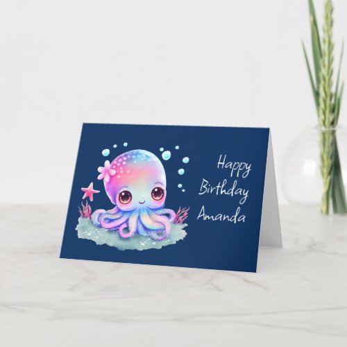 Cute Octopus Sea Creature Birthday Card