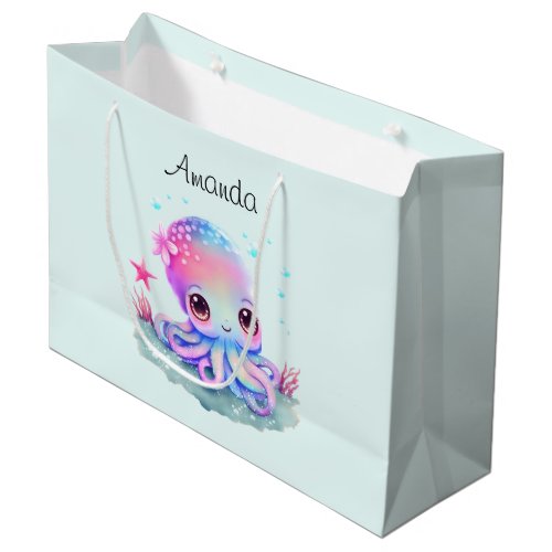 Cute Octopus Sea Creature Birthday Large Gift Bag