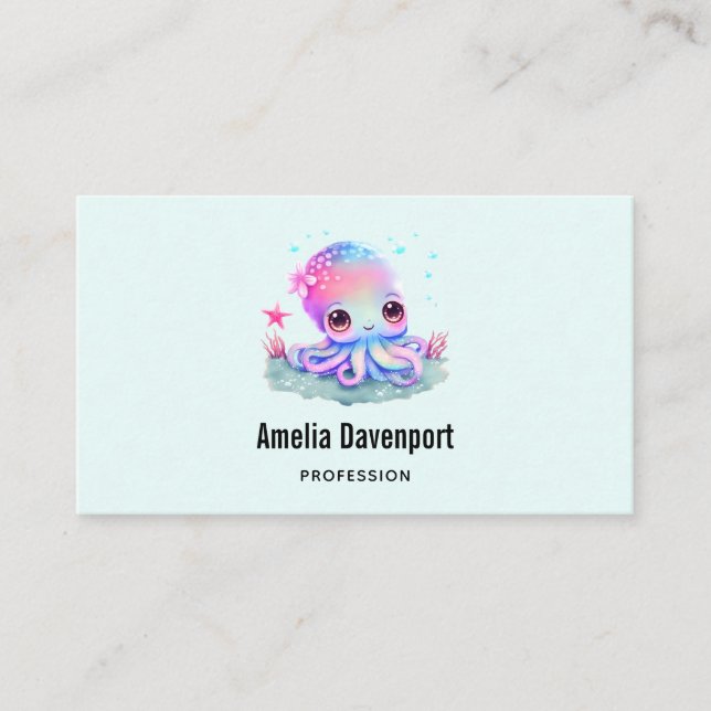 Cute Octopus Sea Creature Business Card (Front)