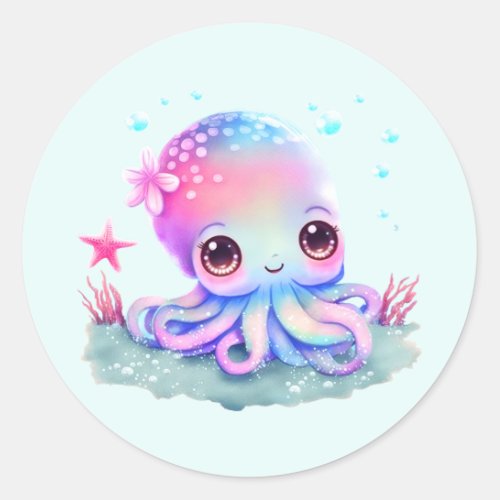 Cute Octopus Sea Creature Classic Round Sticker