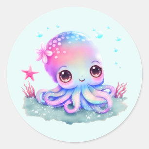Cute Octopus Sea Creature Classic Round Sticker