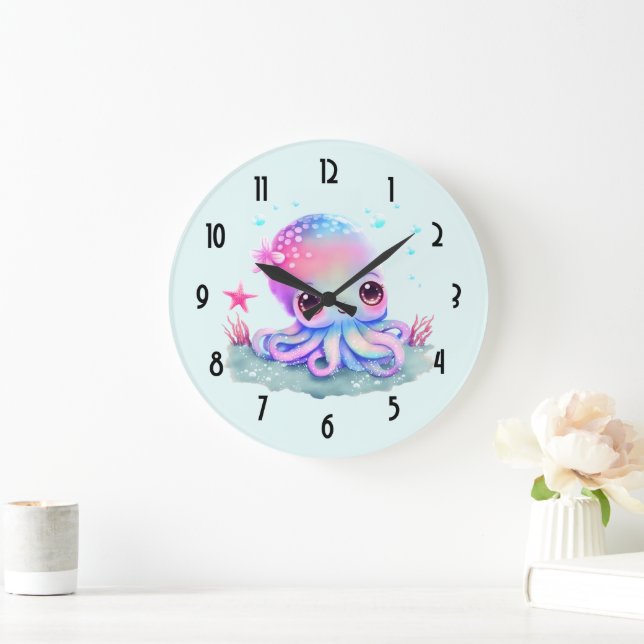 Cute Octopus Sea Creature Large Clock (Home)