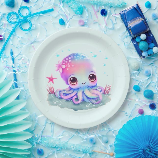 Cute Octopus Sea Creature Paper Plates (Party)