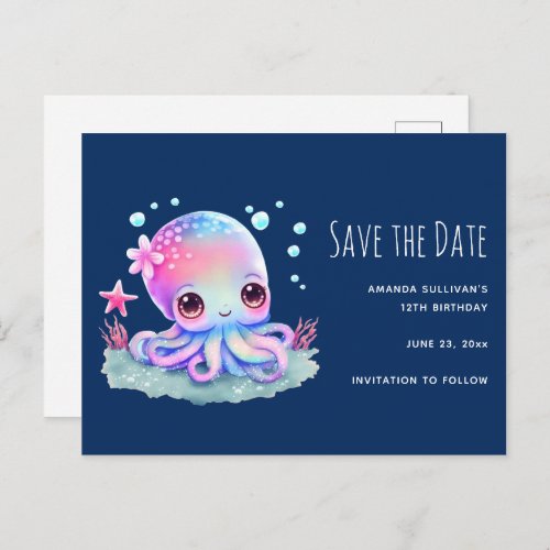 Cute Octopus Sea Creature Save the Date Invitation Postcard