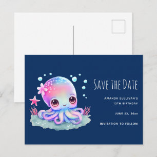 Cute Octopus Sea Creature Save the Date Invitation Postcard