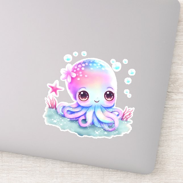Cute Octopus Sea Creature Sticker (Detail)
