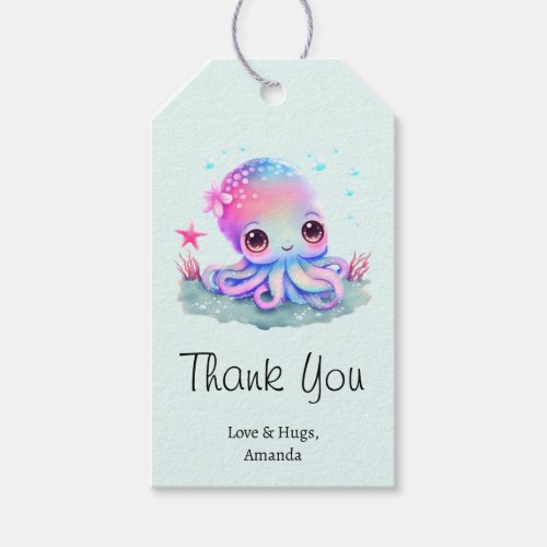 Cute Octopus Sea Creature Thank You Gift Tags