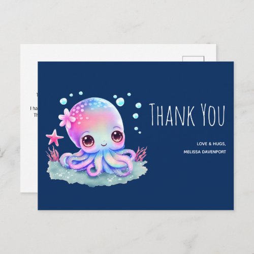 Cute Octopus Sea Creature Thank You Postcard