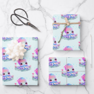 Cute Octopus Sea Creature Wrapping Paper Sheets