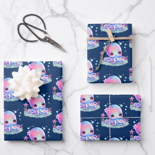Cute Octopus Sea Creature Wrapping Paper Sheets