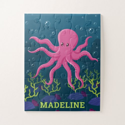 Cute Octopus Sea Ocean Personalized Kids  Jigsaw Puzzle