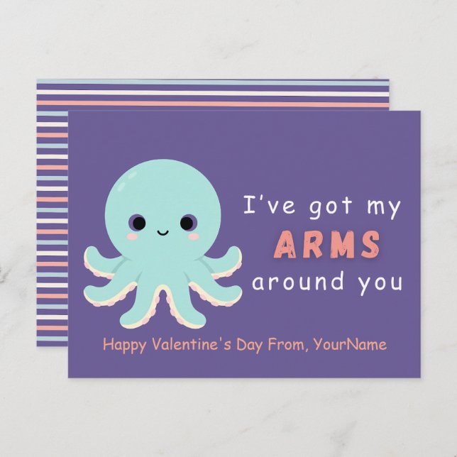 Cute Octopus Valentine Pun Card (Front/Back)