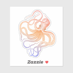 Cute octopus vintage illustration sticker
