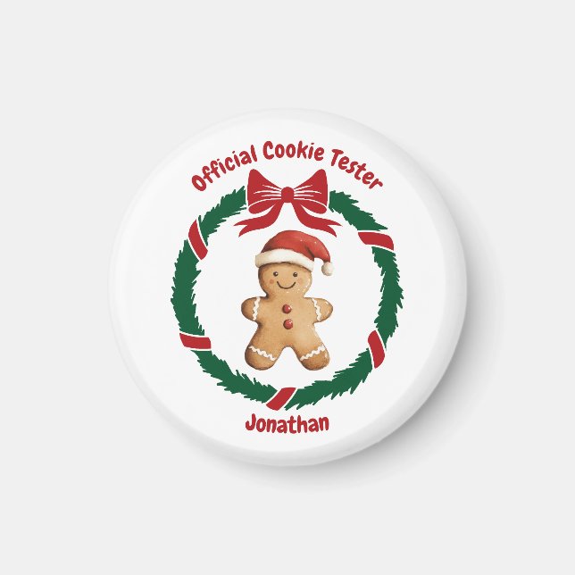 Cute Official Cookie Tester Christmas Magnet (Front)