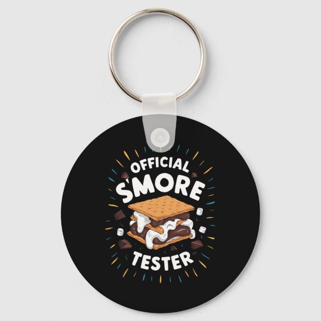 Cute Official S'more Tester Smores Funny Camper Ca Keychain (Front)