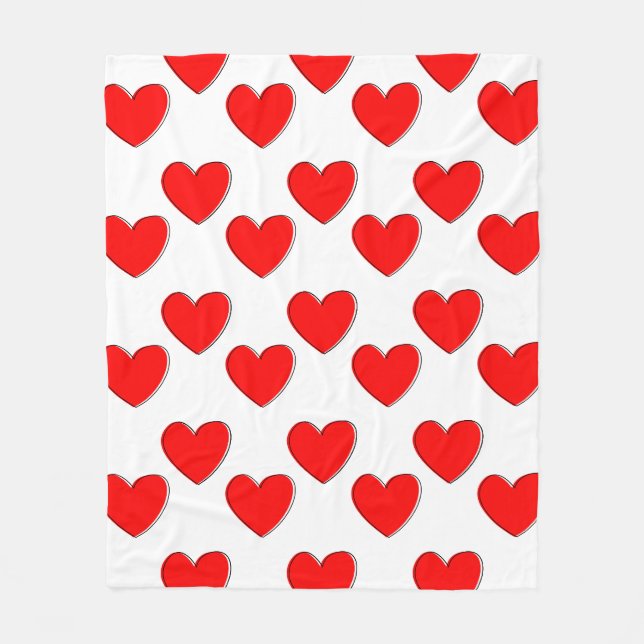 Cute Offset Red Heart Pattern Fleece Blanket (Front)