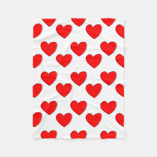 Cute Offset Red Heart Pattern Fleece Blanket