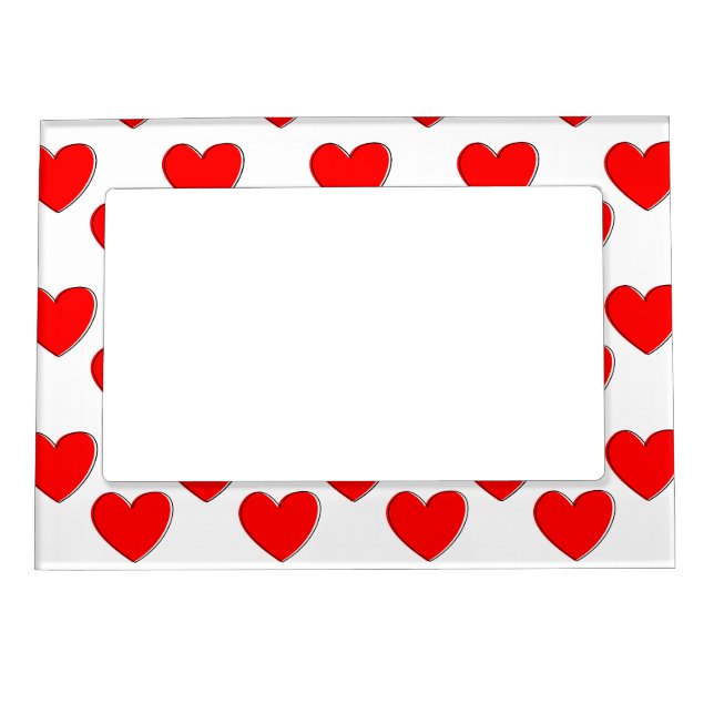 Cute Offset Red Heart Pattern Magnetic Frame (Front)