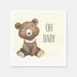 Cute Oh Baby Bear Yellow Splash Baby Shower Napkins