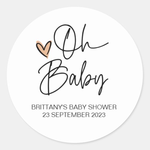 Cute Oh Baby Boy Girl Baby Shower Favor Thank You Classic Round Sticker