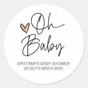 Cute Oh Baby Boy Girl Baby Shower Favor Thank You Classic Round Sticker