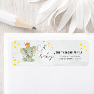Cute Oh Baby Gender Neutral Elephant Baby Shower Label