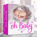 Cute Oh Baby Girl Pink Script Keepsake Photo Album 3 Ring Binder<br><div class="desc">“Oh baby.” A playful visual of pink, sparkly, glitter script handwriting and hearts against the photo of your choice, helps showcase all the photos of your new baby. Spread love and joy whenever you use this stylish and modern, personalized baby photo album. Proudly print and display all your photos in...</div>