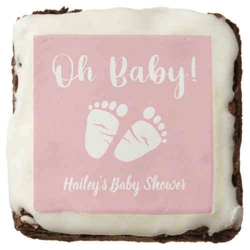 Cute Oh Baby Pink Baby Feet Baby Girl Shower Brownie