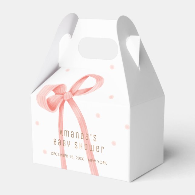Cute Oh Baby Polka Dot Bow Baby Shower  Favor Boxes (Front Side)