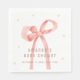 Cute Oh Baby Polka Dot Bow Baby Shower Napkins