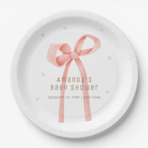 Cute Oh Baby Polka Dot Bow Baby Shower  Paper Plates