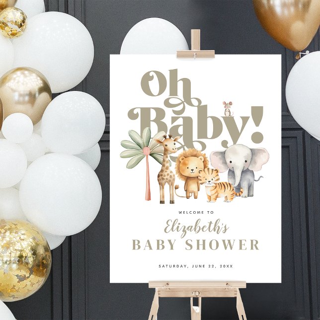 Cute Oh Baby Safari Baby Shower Welcome Foam Board (Cute Oh Baby Safari Baby Shower Welcome Foam Board)