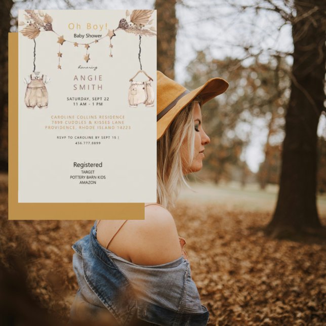 Cute Oh Boy Baby Clothes Shower Invitation (Creator Uploaded)
