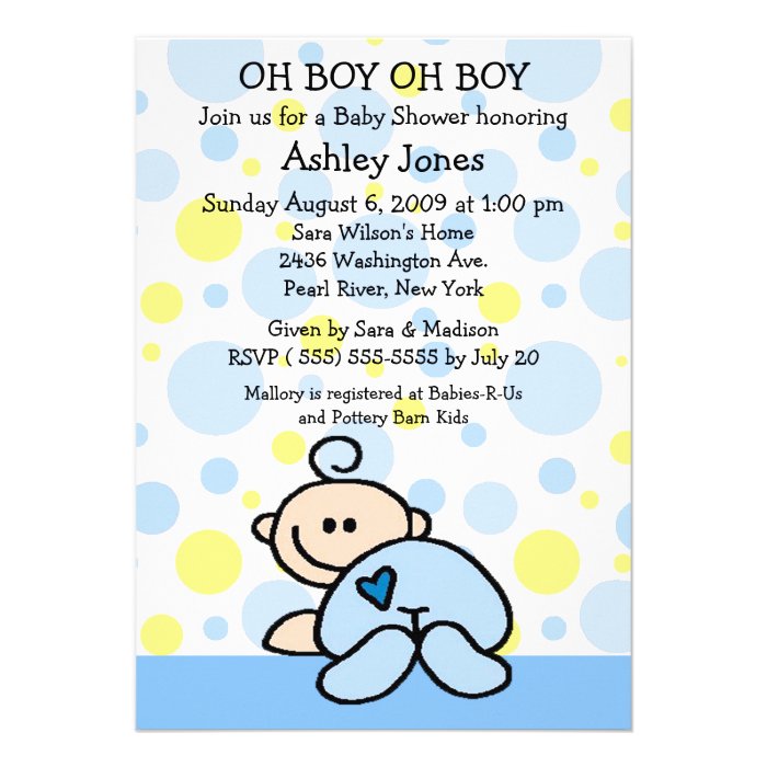 Cute Oh Boy Baby Shower Invitations