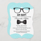 Cute Oh Boy Black Glasses Baby Shower Invitation (Front/Back)