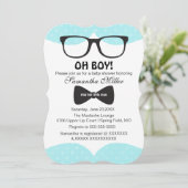Cute Oh Boy Black Glasses Baby Shower Invitation (Standing Front)