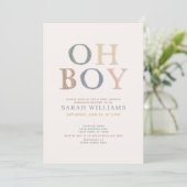 Cute Oh Boy Colorful Minimal Baby Shower Invitation (Standing Front)