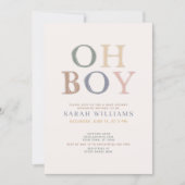Cute Oh Boy Colorful Minimal Baby Shower Invitation (Front)