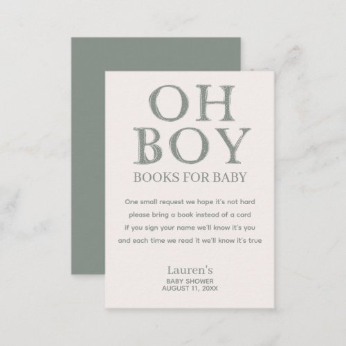 Cute Oh Boy Green Dots Minimal Books for Baby Enclosure Card