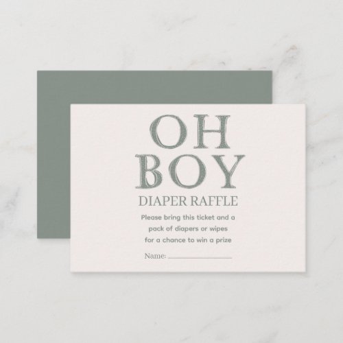 Cute Oh Boy Green Dots Minimal Diaper Raffle Enclosure Card
