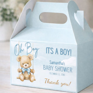 Cute Oh Boy It's A Boy Bear Thank You Baby Shower Favor Boxes