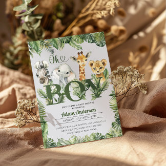 Cute Oh Boy Jungle Safari Baby Shower Invitation