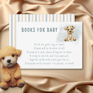 Cute Oh Boy Puppy Blue Baby Shower Books for Baby Enclosure Card