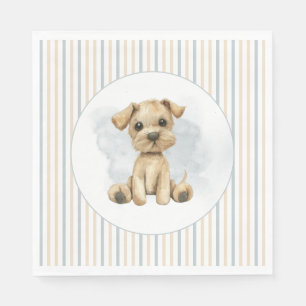 Cute Oh Boy Puppy Blue Baby Shower Napkins