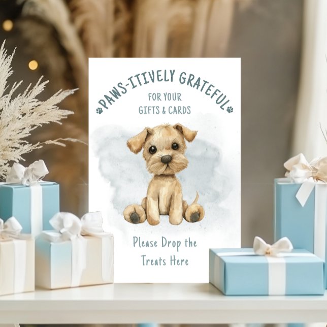 Cute Oh Boy Puppy Blue Striped Baby Shower Gift Foam Board (Creator Uploaded)