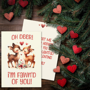 Cute Oh Deer! I’m Fawn’d of You Valentine’s Day  Holiday Card