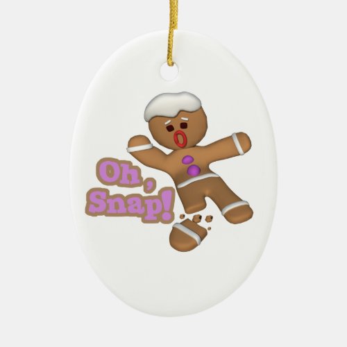cute oh snap gingerbread man cookie ceramic ornament