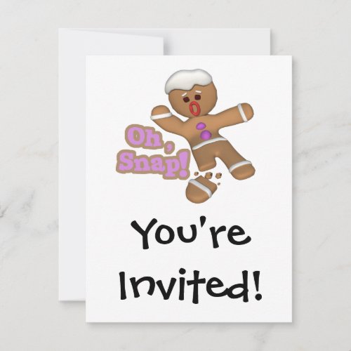 cute oh snap gingerbread man cookie invitation