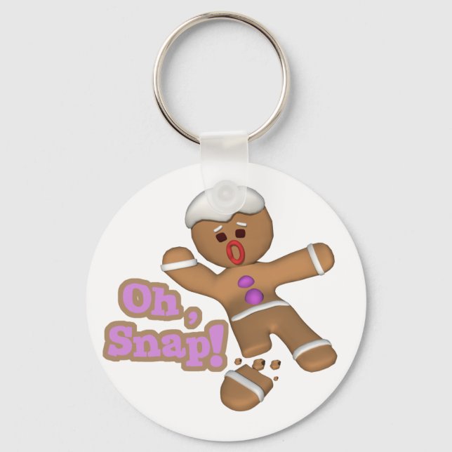 cute oh, snap gingerbread man cookie keychain (Front)